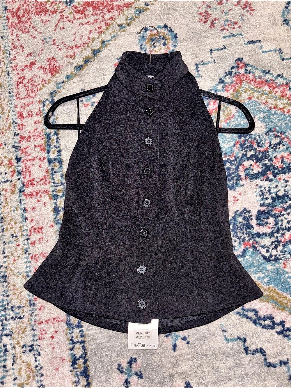 Zara Button Halter Vest Top Open Back